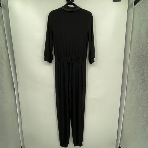 Joseph Ribkoff Black Stretchy 3/4 Sleeve Zipper Front Jumpsuit Size 8 - Picture 6 of 7